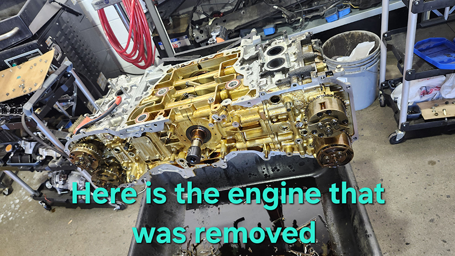 Subaru engine removed for repair | Seiko's Auto Service Inc.